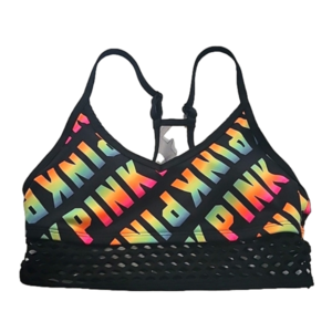 PINK Victoria's Secret Multi-colored & Black Sports Bra Sz S